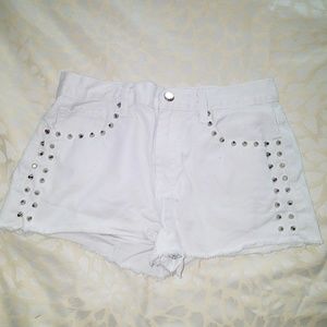 High Waist White Jean Shorts